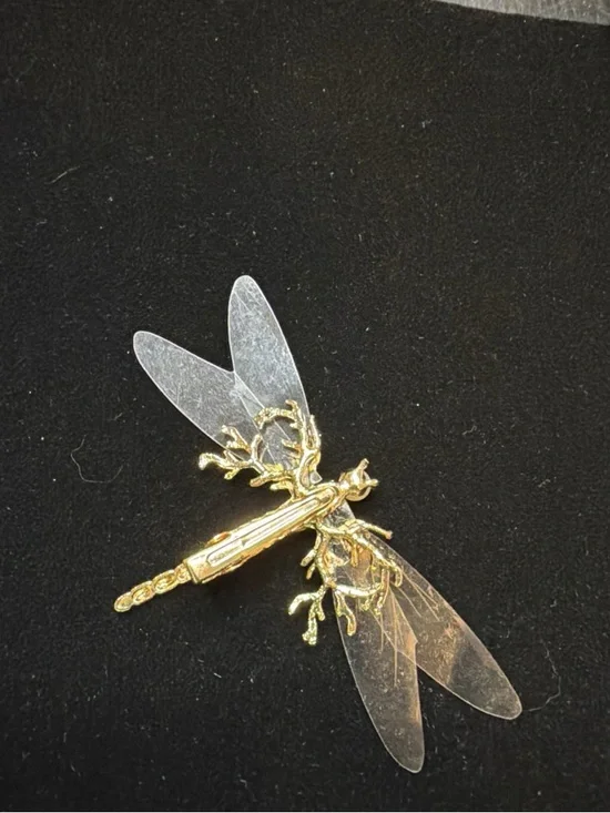 Gold Dragonfly Hair Clip with Pearl Accent - Picture 5 of 8
